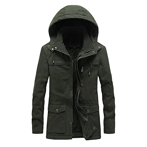 

men's winter thicken military parka jacket with removable hood (black-8796, xx-large)