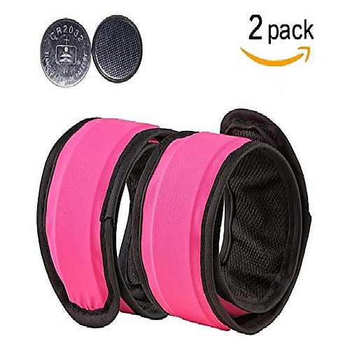 

led running armband glow bracelets slap lights band replaceable battery armband for running runners 2 pack (pink)