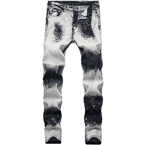 

Men's Basic Cotton Slim Chinos Pants Tie Dye Dark Gray Brown Gray / Spring / Fall
