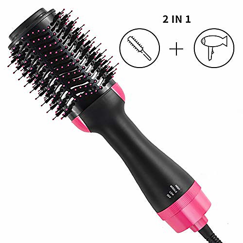 

hair dryer brush one step hair dryer & volumizer hot air brush with straightening curling drying 3 temperature setting for hair styling, healthy hair care