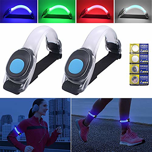 

2pcs led running lights for runner, armband lights, safety lights waterproof with 4 extra batteries for for runners, dogs, bike, walking, jogging, child (white)