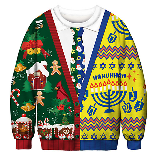 

Men's Pullover Sweatshirt Graphic Ugly Christmas Party Daily 3D Print Party Christmas Hoodies Sweatshirts Rainbow