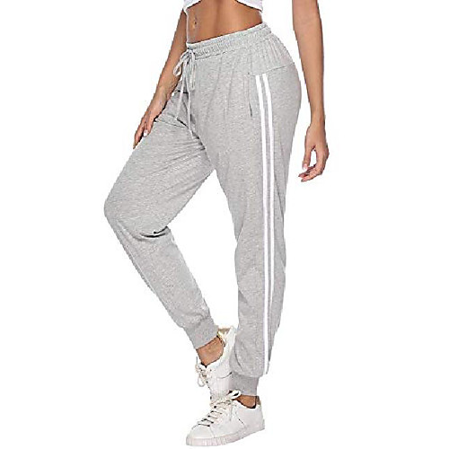 

women sports pants cotton yoga workout active pants sweatpants with pockets grey, large