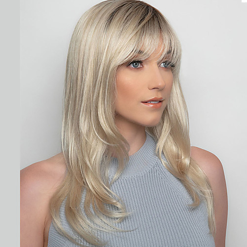 

Synthetic Wig kinky Straight With Bangs Wig Medium Length Blonde Synthetic Hair 14 inch Women's Fashionable Design Exquisite Comfy Blonde