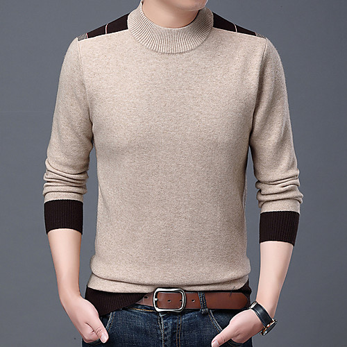 

Men's Stylish Boho Layered Knitted Striped Color Block Cardigan Pullover Sweater Long Sleeve Sweater Cardigans Crew Neck Fall Winter Wine Camel Green