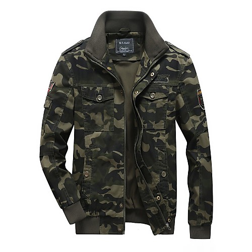 

Men's Solid Colored Military Fall & Winter Jacket Regular Daily Long Sleeve Coat Tops Army Green