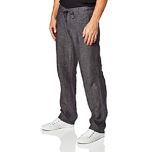 

men's drawstring linen pant, slate, 40