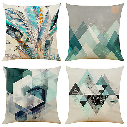

Cushion Cover 4PCS Linen Soft Modern Geometric Simple Square Throw Pillow Cover Cushion Case Pillowcase for Sofa Bedroom 45 x 45cm (18 x 73 Inch)Superior Quality Machine Washable