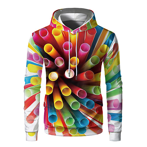 

Men's Plus Size Pullover Hoodie Sweatshirt Graphic 3D Front Pocket Round Neck Daily Weekend 3D Print 3D Print Hoodies Sweatshirts Long Sleeve Rainbow