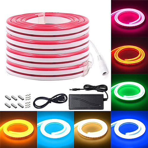 

3M 4M 5M Multicolor Neon LED Strip Lights 120 LEDs Per Meter 2835 SMD LED IP65 Waterproof Flexible Silicone Rope Light with DC12V Power adapter for Indoor Outdoor Home Decoration