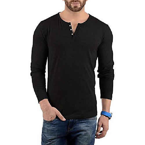 

black mens plain pullover jersey - 3 button henley shirts for men | henley, l