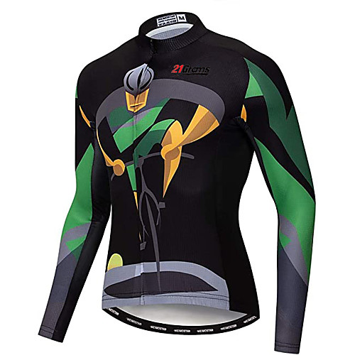 

21Grams Men's Long Sleeve Cycling Jersey Winter Fleece Polyester Black Bike Jersey Top Mountain Bike MTB Road Bike Cycling UV Resistant Fleece Lining Breathable Sports Clothing Apparel / Stretchy