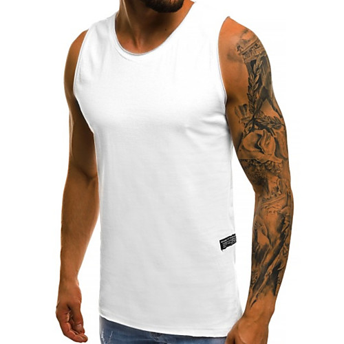 

Men's Tank Top Solid Color Short Sleeve Tops Streetwear White Black Light Gray