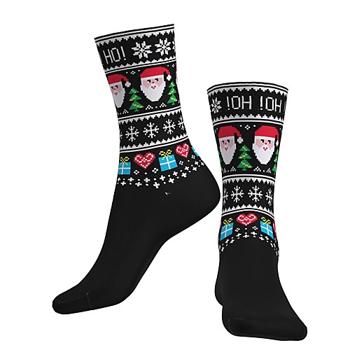 

Crew Socks Compression Socks Calf Socks Athletic Sports Socks Cycling Socks Men's Women's Bike / Cycling Breathable Soft Comfortable 1 Pair Graphic Santa Claus Cotton Black S M L / Stretchy
