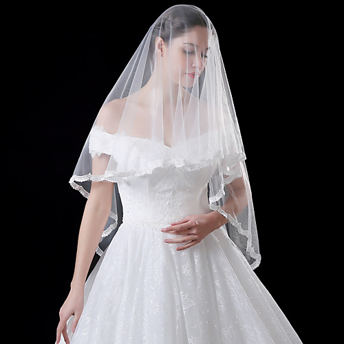 

One-tier Flower Style / Basic Wedding Veil Fingertip Veils with Solid 59.06 in (150cm) Tulle