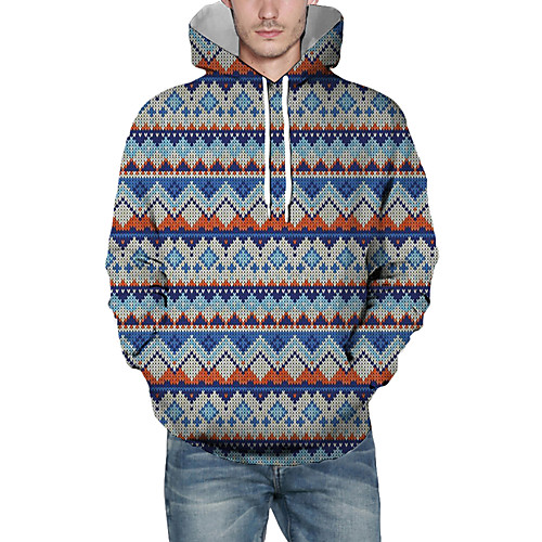 

Men's Pullover Hoodie Sweatshirt Lines / Waves Graphic 3D Christmas Daily 3D Print Christmas Hoodies Sweatshirts Blue