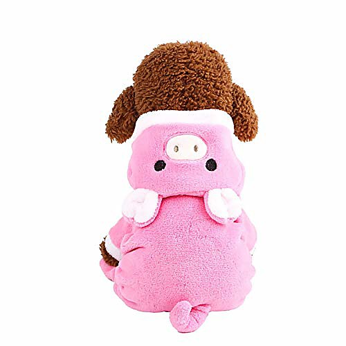 

puppy hoodie cartoon pig warm thick cotton coat pet dog clothes hooded jacket velvet pullover for small doggie cat apparel (pink, xs)