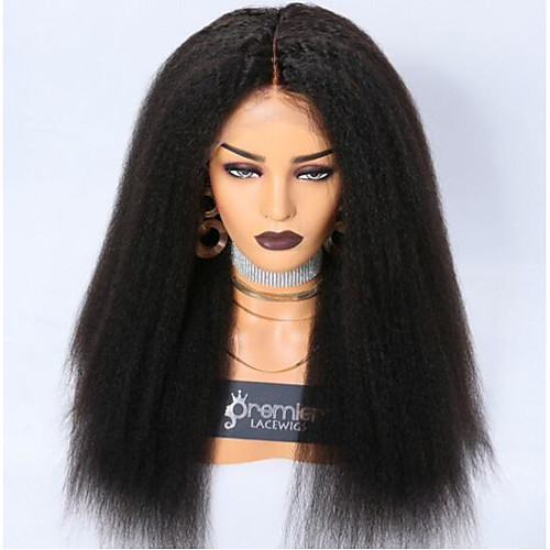 

Remy Human Hair 5x5 Closure Wig Deep Parting style Indian Hair kinky Straight Natural Wig 130% 150% Density Natural Hairline Middle Part Women's Human Hair Lace Wig Premierwigs