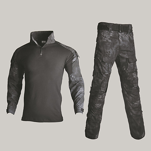 

Men's Hunting T-shirt Outdoor Windproof Breathability Soft Cross Country Fall Winter Spring Camo / Camouflage Clothing Suit Polyester Camping / Hiking Hunting Fishing Green / Black Jungle camouflage