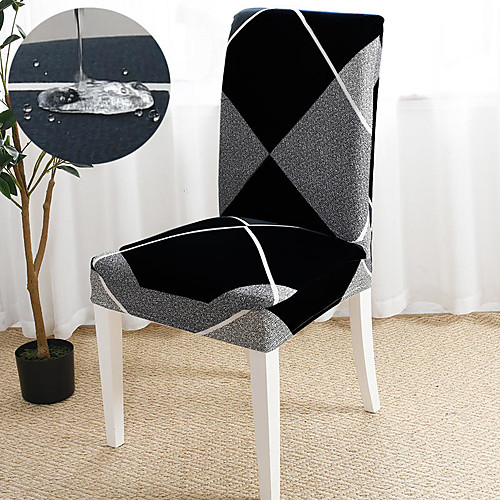 

Black and Grey Grid Print Super Soft Waterproof Chair Cover Stretch Removable Washable Dining Room Chair Protector Slipcovers Home Decor Dining Room Seat Cover