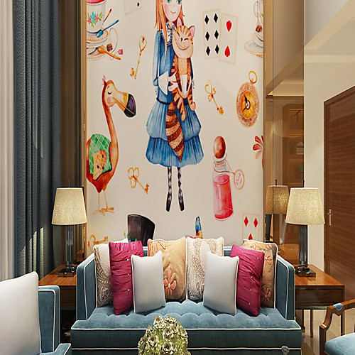 

Floral Pattern Landscape Home Decoration Classic Modern Wall Covering, Canvas Material Adhesive required Wallpaper Mural Wall Cloth, Room Wallcovering