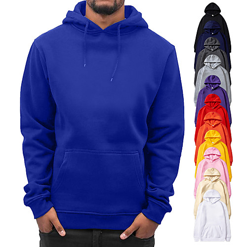 

Men's Long Sleeve Hoodie Sweatshirt Top Casual Athleisure Cotton Quick Dry Breathable Soft Fitness Gym Workout Performance Running Training Sportswear Solid Colored White Black Blue Purple Yellow Red