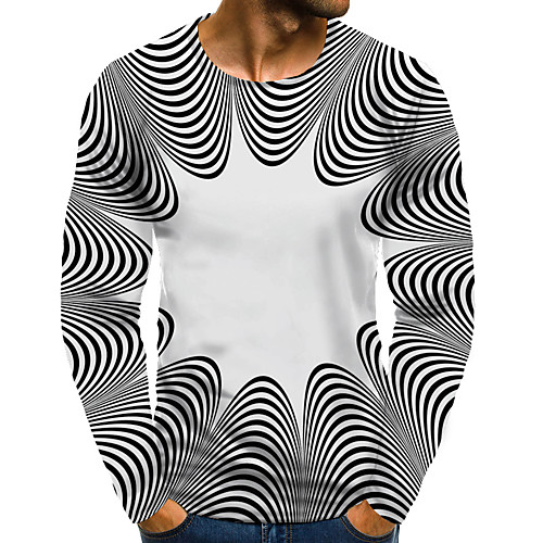 

Men's T shirt 3D Print Graphic 3D Plus Size Print Long Sleeve Daily Tops Elegant Exaggerated White