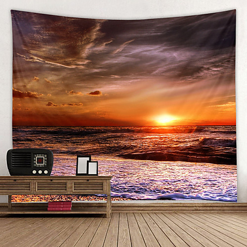 

Red Sunset Beach Digital Printed Tapestry Classic Theme Wall Decor 100% Polyester Contemporary Wall Art Wall Tapestries Decoration