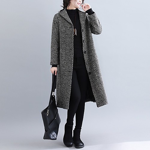 

Women's Solid Colored Fall & Winter Coat Long Daily Long Sleeve Cotton Coat Tops Light gray