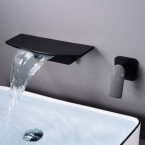 

Bathroom Sink Faucet - Wall Mount / Waterfall Electroplated Mount Inside Single Handle One HoleBath Taps