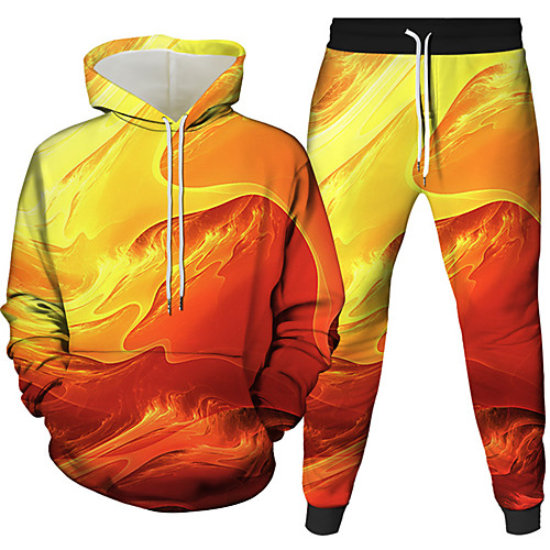 

Men's 3D Hoodies Set Graphic 3D 2 Piece Daily 3D Print Casual Hoodies Sweatshirts Yellow