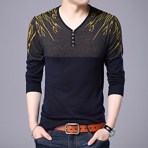 

Men's Wedding Christmas Deep V Embroidery Glitter Polka Dot Color Block Cardigan Pullover Sweater Long Sleeve Sweater Cardigans V Neck Fall Winter Red Yellow Royal Blue