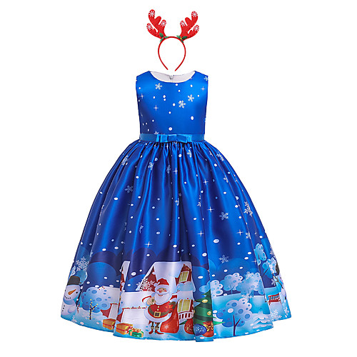 

Santa Suit Dress Girls' Kid's Leisure Dress Christmas Polyester Dress