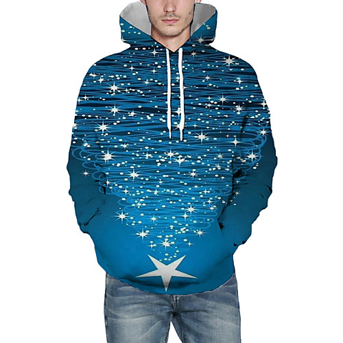 

Men's Pullover Hoodie Sweatshirt Print Graphic 3D Christmas Daily 3D Print Christmas Hoodies Sweatshirts Blue