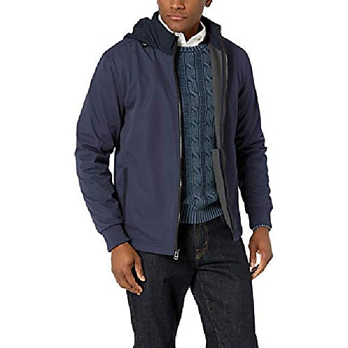 

men's modern soft shell jacket, navy, medium