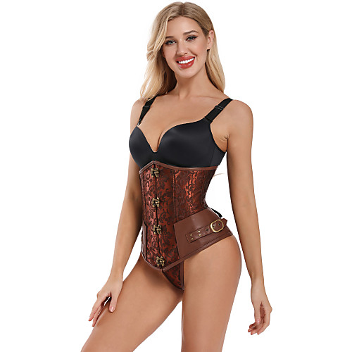 

Women's Buckle Underbust Corset - Printing Black Brown S M L