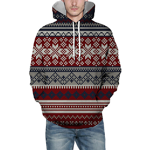 

Men's Pullover Hoodie Sweatshirt Lines / Waves Graphic 3D Christmas Daily 3D Print Christmas Hoodies Sweatshirts Red