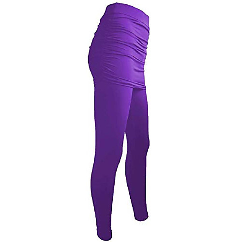 

women's skirted leggings tights yoga active pants capri leggings (s, purple)