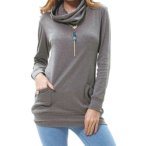 

Women's Pullover Sweatshirt Solid Color Daily Basic Casual Hoodies Sweatshirts Blue Purple Dark Gray