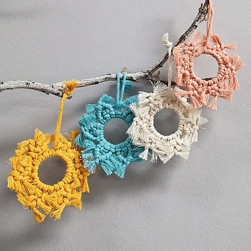 

Hand Woven Macrame Wall Hanging Ornament Bohemian Boho Art Decor Home Bedroom Living Room Decoration Nordic Handmade Tassel Cotton Snowflake 2110 cm