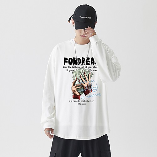 

Men's Pullover Sweatshirt Graphic Text Letter Daily Casual Hoodies Sweatshirts White Black Beige