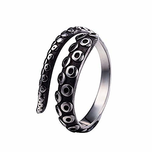 

vintage adjustable octopus vintage ring stainless steel punk style jewelry silver black (silver black)