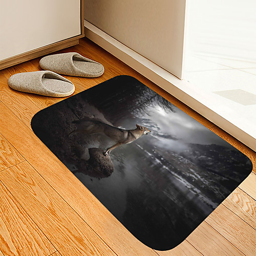 

Lone Wolf Digital Printing Floor Mat Modern Bath Mats Nonwoven / Memory Foam Novelty Bathroom