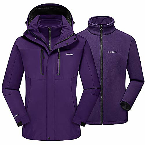 

Women's Men's Hiking 3-in-1 Jackets Winter Outdoor Lightweight Windproof Breathable Quick Dry Winter Jacket Top Fleece Fishing Climbing Camping / Hiking / Caving Black female Black male Dark gray
