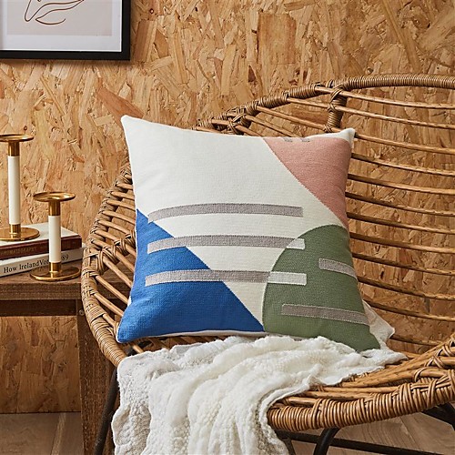 

Pillow Case Cover Fashion Retro Towel Embroidered Color matching Home Office Pillow Case Cover Living Room Bedroom Sofa Cushion Cover