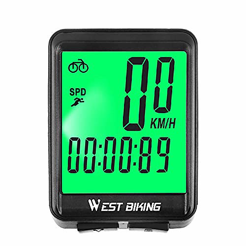 

bike computer, large digit automatic wake-up cycle speedometer with lcd backlight, multi-function waterproof bicycle odometer cycling accessories, wireless & wired