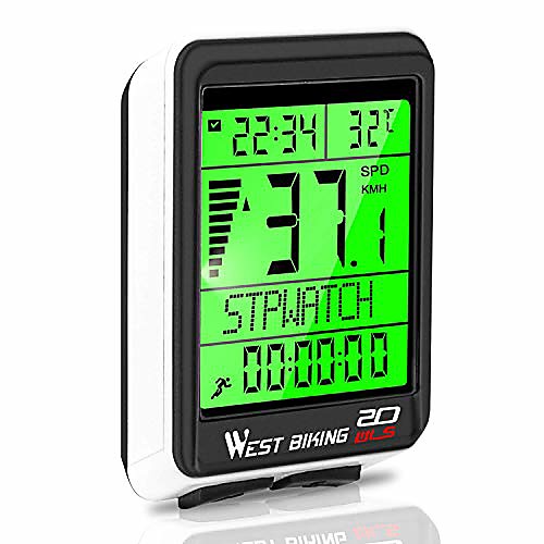 

bicycle computer, 5 languages bike speedometer odometer wireless waterproof, multifunctional cycle computer lcd backlight, cycling accessories