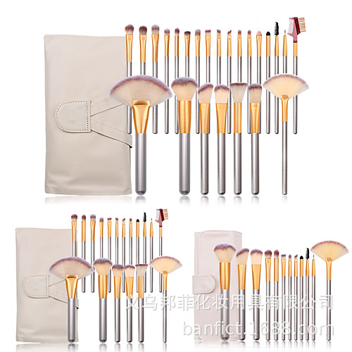 

12/18/24/Off-white champagne gold makeup brush set eye brush beauty makeup tools cross-border hot sale