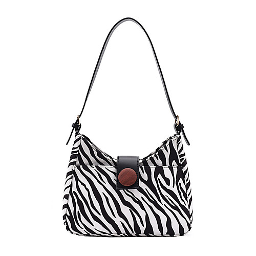 

Women's Bags PU Leather Top Handle Bag Hobo Bag Buttons Pattern / Print Daily Handbags Black / White Black
