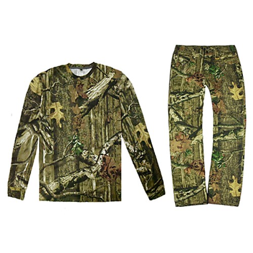 

Men's Hiking Hat Camouflage Hunting Pants Camouflage Hunting T-shirt Outdoor Windproof Breathable Quick Dry Ultra Light (UL) Spring Camo / Camouflage Top Bottoms Clothing Suit Polyester Taffeta